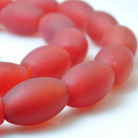 YesBeads 32 pcs of Natural Carnelian matte rice beads in 8 x 12mm