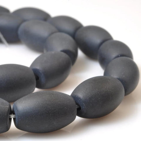 Natural Black Onyx matte rice beads wholesale gemstone jewelry making bracelet necklace diy