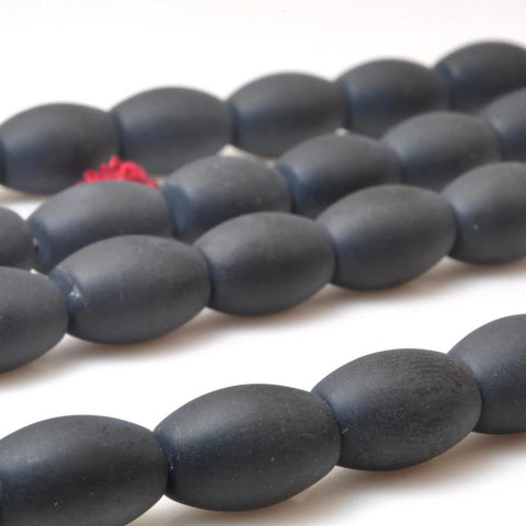 Natural Black Onyx matte rice beads wholesale gemstone jewelry making bracelet necklace diy