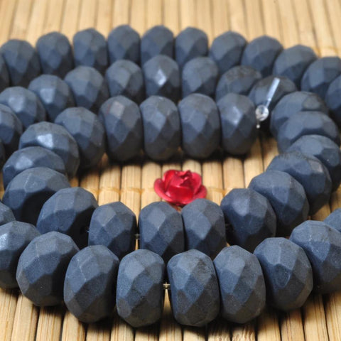 Black Onyx faceted matte rondelle beads wholesale gemstone jewelry making bracelet necklace diy stuff