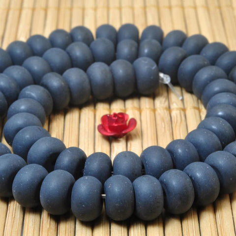 Black Onyx matte rondelle beads wholesale gemstone jewelry making bracelet necklace diy