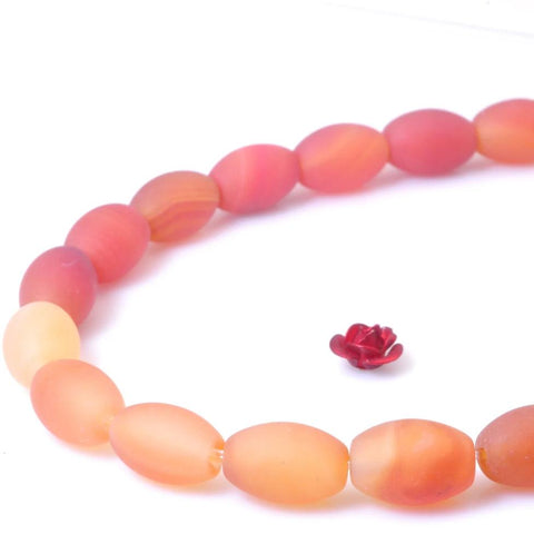 31 pcs of Natural Rainbow Agate Matte rice beads in 8x12mm