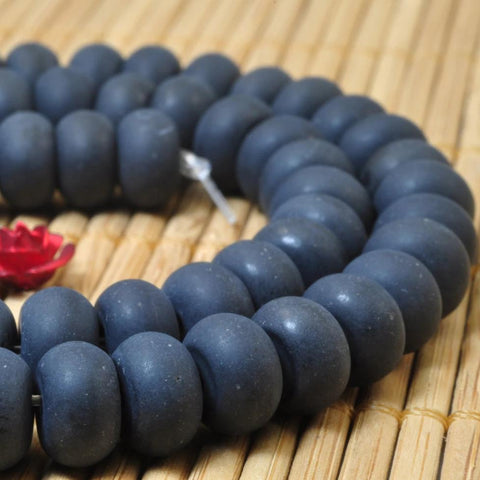 Black Onyx matte rondelle beads wholesale gemstone jewelry making bracelet necklace diy