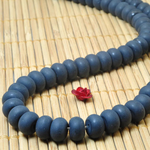 Black Onyx matte rondelle beads wholesale gemstone jewelry making bracelet necklace diy