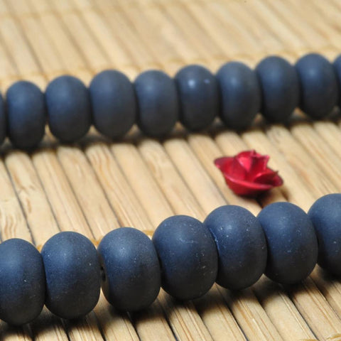 Black Onyx matte rondelle beads wholesale gemstone jewelry making bracelet necklace diy