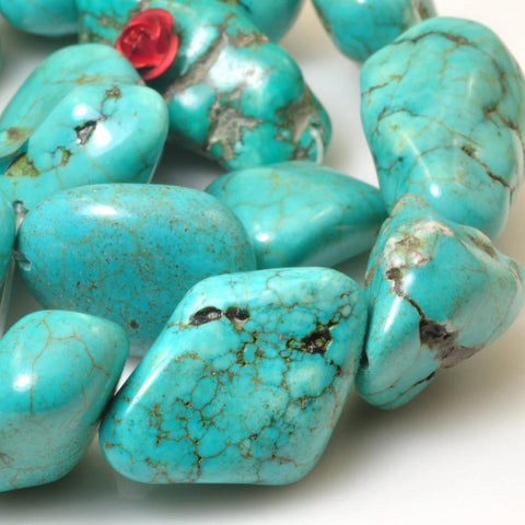 YesBeads 15 inches of GreenTurquoise Rough Nugget Chunks smooth beads in 15-22 mmx 20-30mm
