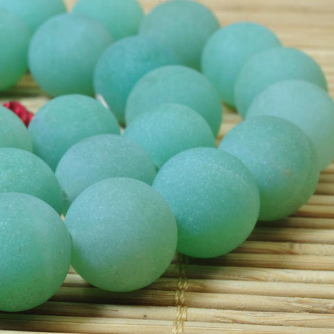 32 pcs of Green Aventurine matte round beads in 12mm