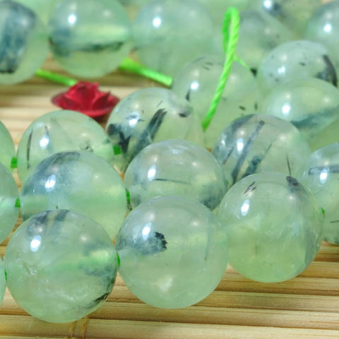 Natural Green Prehnite smooth loose round beads wholesale gemstone for jewelry making