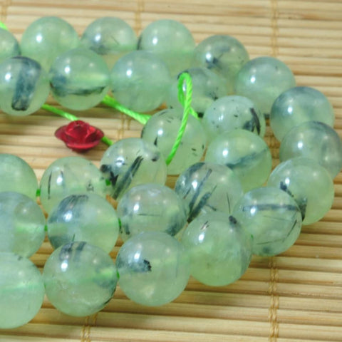 Natural Green Prehnite smooth loose round beads wholesale gemstone for jewelry making