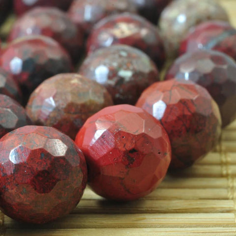 37 pcs of Natural Import Red Brecciated Jasper faceted round beads in 10mm