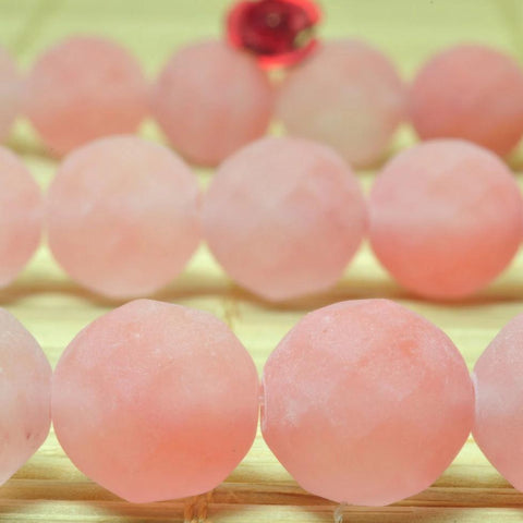 YesBeads Red Cherry quartz matte and faceted round beads wholesale gemstone jewelry making 15"