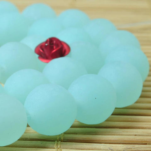 37 pcs of Natural Blue Jade matte round beads in 10mm