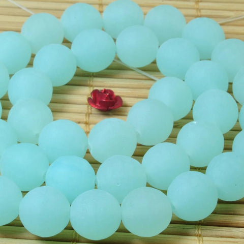 37 pcs of Natural Blue Jade matte round beads in 10mm