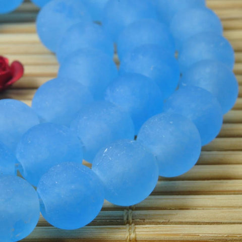 47 pcs of Blue Jade matte round beads in 8mm
