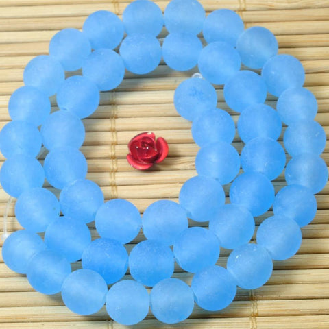 47 pcs of Blue Jade matte round beads in 8mm