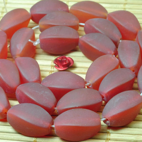 23 pcs of Carnelian matte twist beads in 8x16mm
