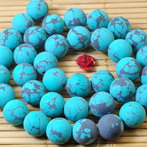 37 pcs of Green Turquoise matte round beads in 10 mm