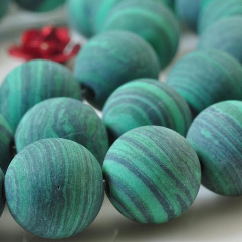 47 pcs of Malachite matte Synthetic round beads in 8mm