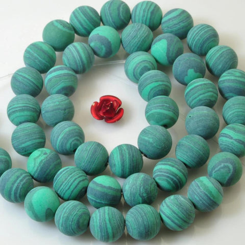 47 pcs of Malachite matte Synthetic round beads in 8mm