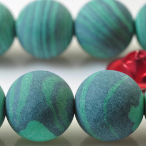 47 pcs of Malachite matte Synthetic round beads in 8mm