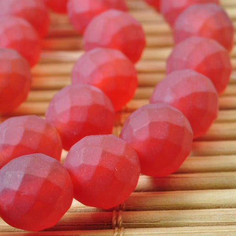 YesBeads Natural Carnelian matte and faceted round beads red gemstone wholesale jewelry 15"