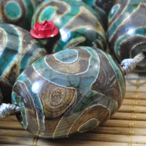 5 pcs of Tibetan Agate Retro Agate smooth drum beads 20-22x28-30mm