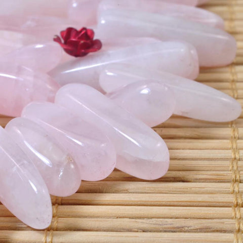 YesBeads inches of Natural Rose Quartz smooth stick beads in 4-7mm wide X 13-22mm length