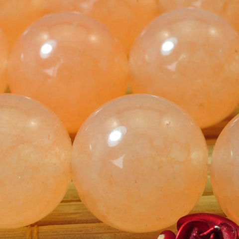 YesBeads Orange Jade smooth round loose beads wholesale gemstone jewelry making