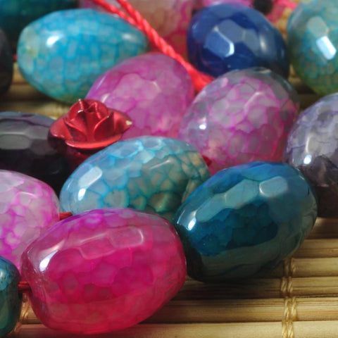 27 pcs of Fire Agate Faceted drum beads in 10x14mm