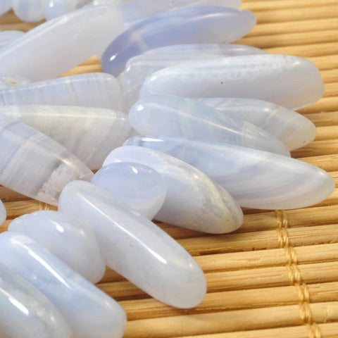 YesBeads 15 inches of Natural Blue banded Agate smooth stick beads in 4-7mm wide X 13-22mm length