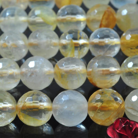 Natural citrine golden healer quartz stone faceted round loose beads wholesale gemstone for jewelry making diy bracelets necklace