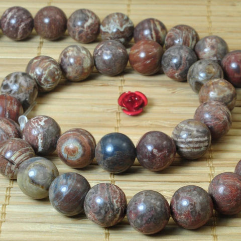 37 pcs of Natural Rainbow jasper smooth round beads in 10mm