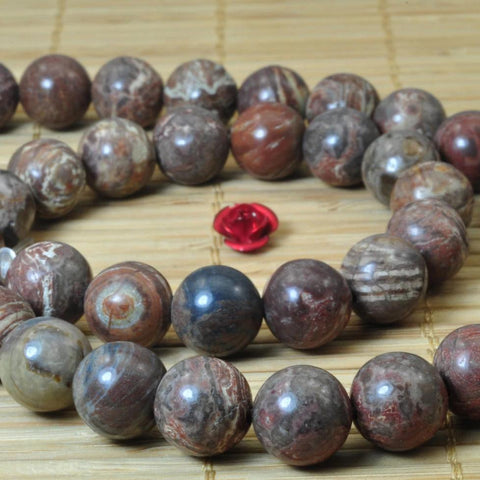 37 pcs of Natural Rainbow jasper smooth round beads in 10mm