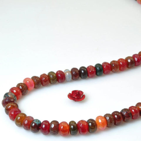 90 pcs of Natural Rainbow Agate faceted rondelle beads in 4x6mm