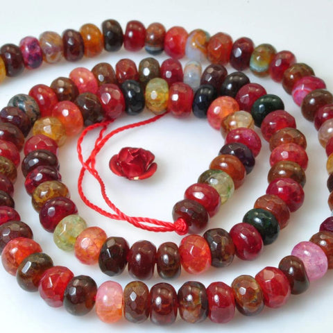 90 pcs of Natural Rainbow Agate faceted rondelle beads in 4x6mm