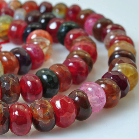 90 pcs of Natural Rainbow Agate faceted rondelle beads in 4x6mm