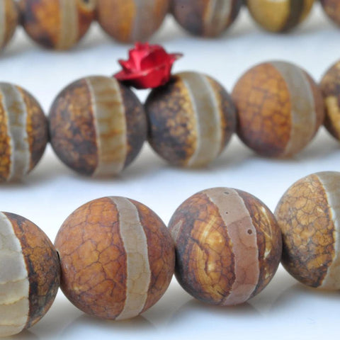 37 pcs of Retro Agate OneLine matte round beads in 10mm