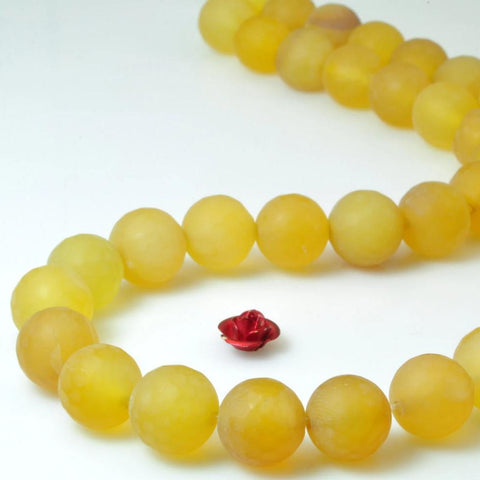 37 pcs of Natural Yellow Agate matte round beads in 10mm