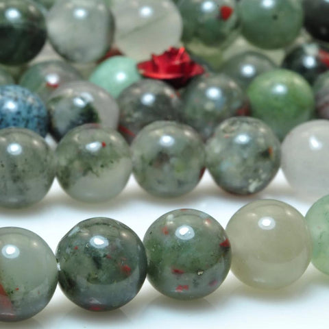 47 pcs of Natural Africa Iron Blood Stone smooth round beads in 8mm
