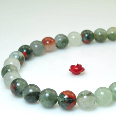 47 pcs of Natural Africa Iron Blood Stone smooth round beads in 8mm