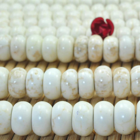78 Pcs of Natural white Turquoise smooth rondelle beads in 5x8mm