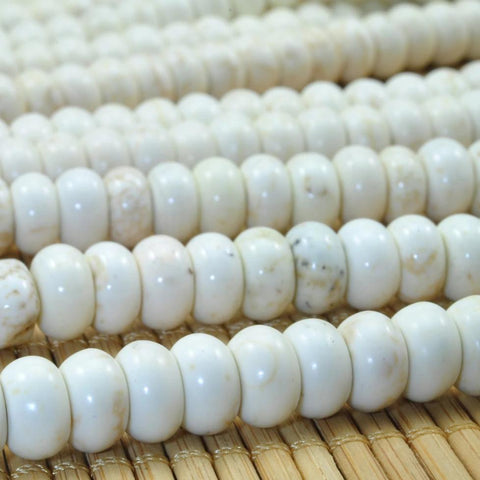 78 Pcs of Natural white Turquoise smooth rondelle beads in 5x8mm