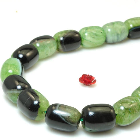 YesBeads Green Agate smooth barrel drum beads wholesale gemstone jewelry making