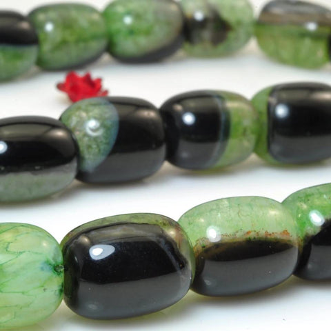 YesBeads Green Agate smooth barrel drum beads wholesale gemstone jewelry making
