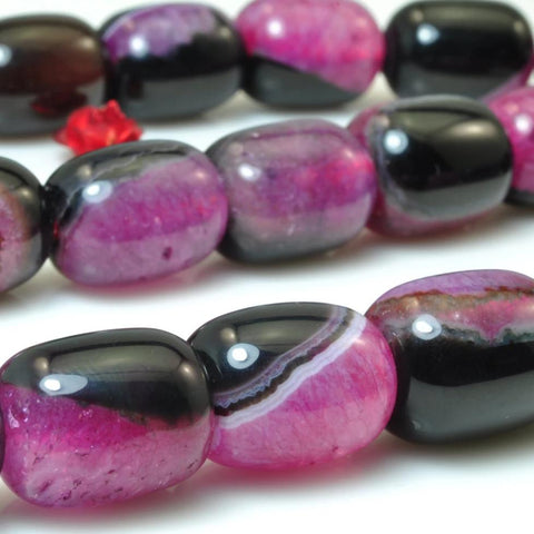 26 pcs of Rose red agate smooth drum beads in 11mm width X 13-14mm length