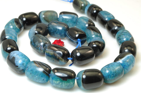 YesBeads Blue agate smooth barrel drum beads wholesale gemstone jewelry making