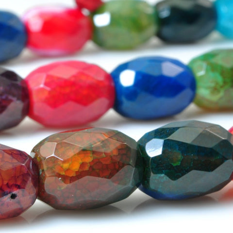 YesBeads Rainbow Agate faceted drum beads wholesale mix gesmtone jewelry making