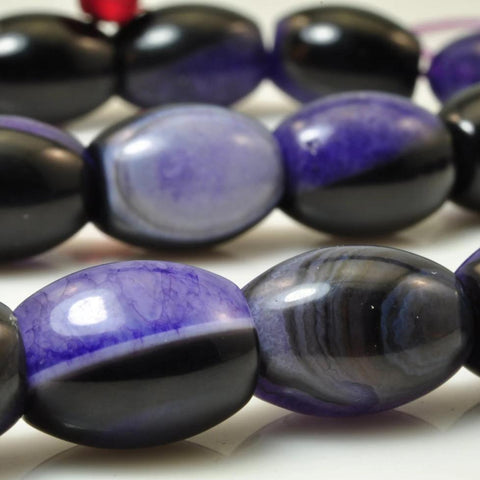 YesBeads Purple Black Agate smooth rice beads wholesale gemstone jewelry making
