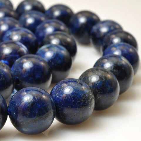 47 pcs of Blue stone smooth round beads in 8mm