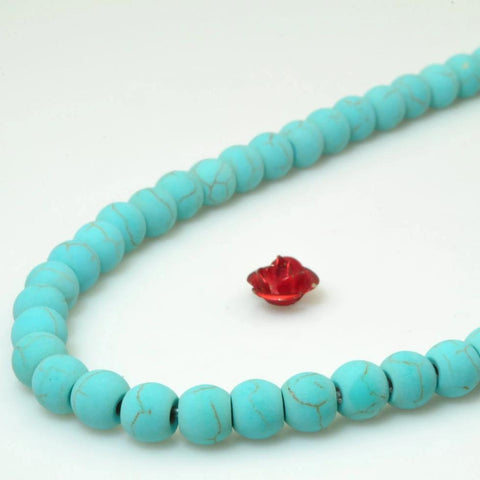 62 pcs of Green Turquoise synthesis matte round beads in 6mm